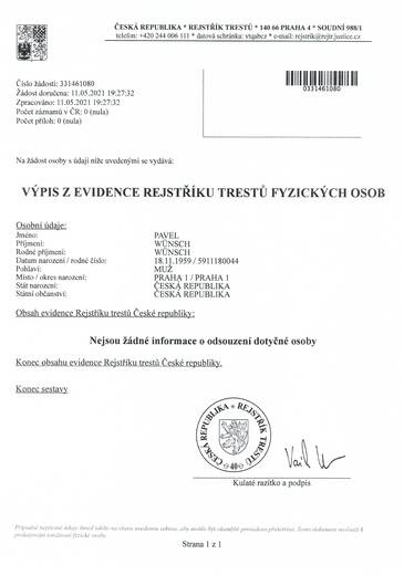 Výpis z rejstříku trestů